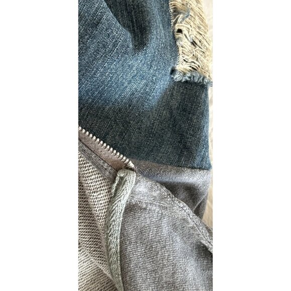 MARC ESCO Full Zip Hoodie Cotton Denim Ripped Sleeves Size Med - Picture 10 of 11